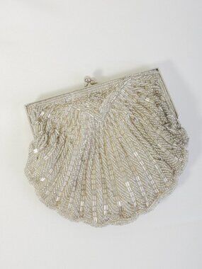 Vintage Walborg Seashell Beaded Purse Evening Clutch